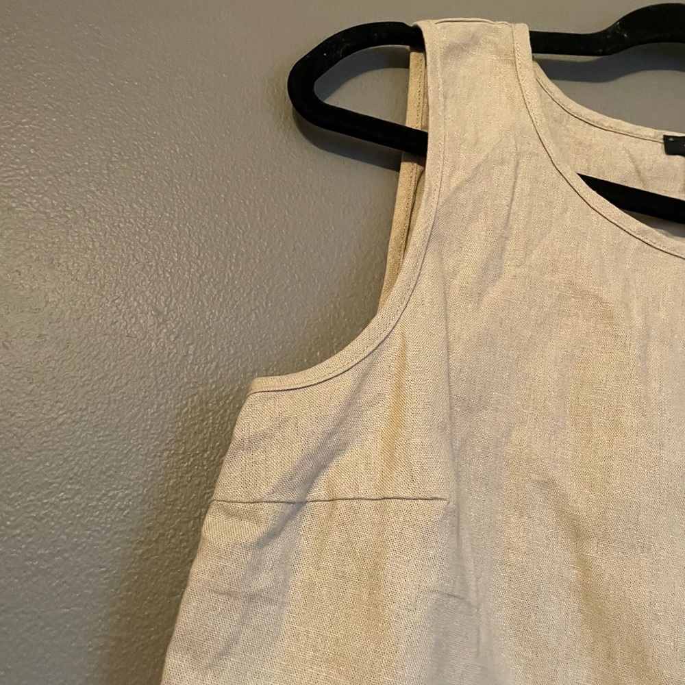 NWT Halogen Sz Small Women’s Tan Scoop-neck Sleeveless Linen Blouse Top Shirt! - Picture 5 of 9